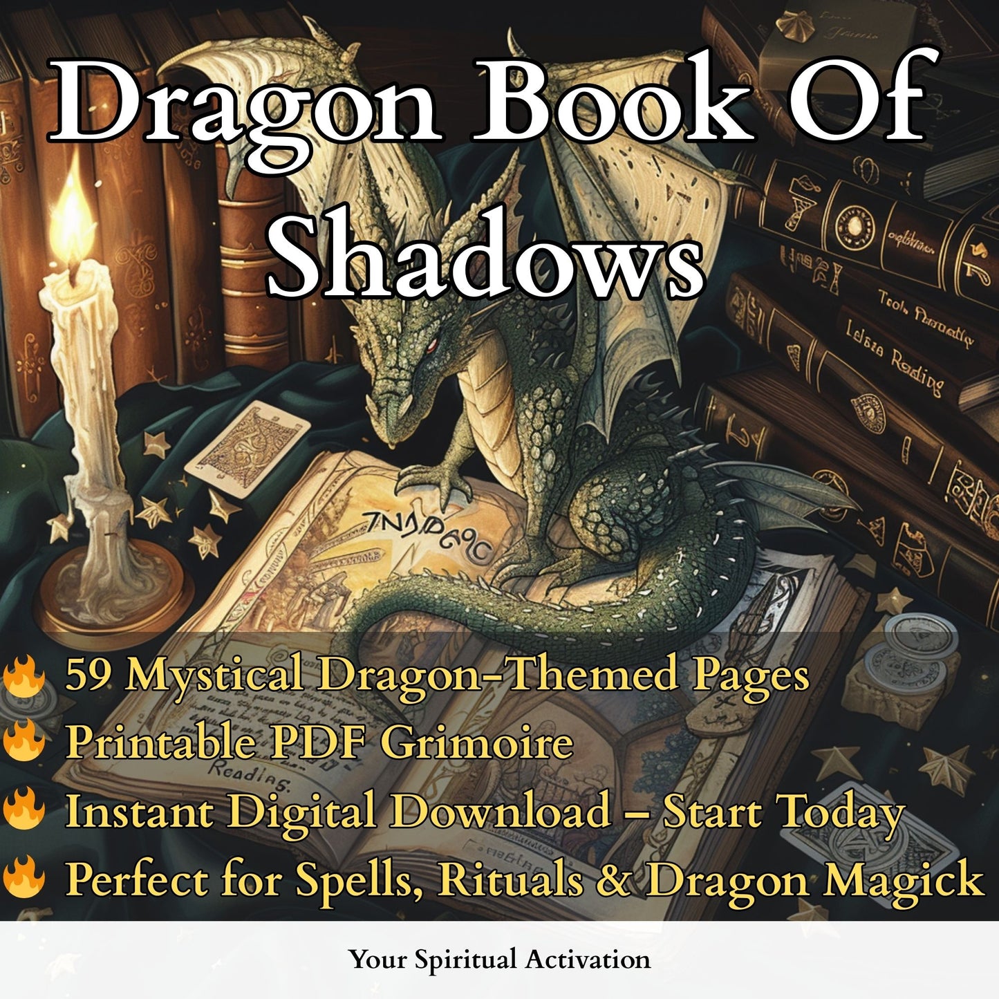 Dragon Book of Shadows 59-Page Grimoire PDF for Dragon Magic and Rituals.