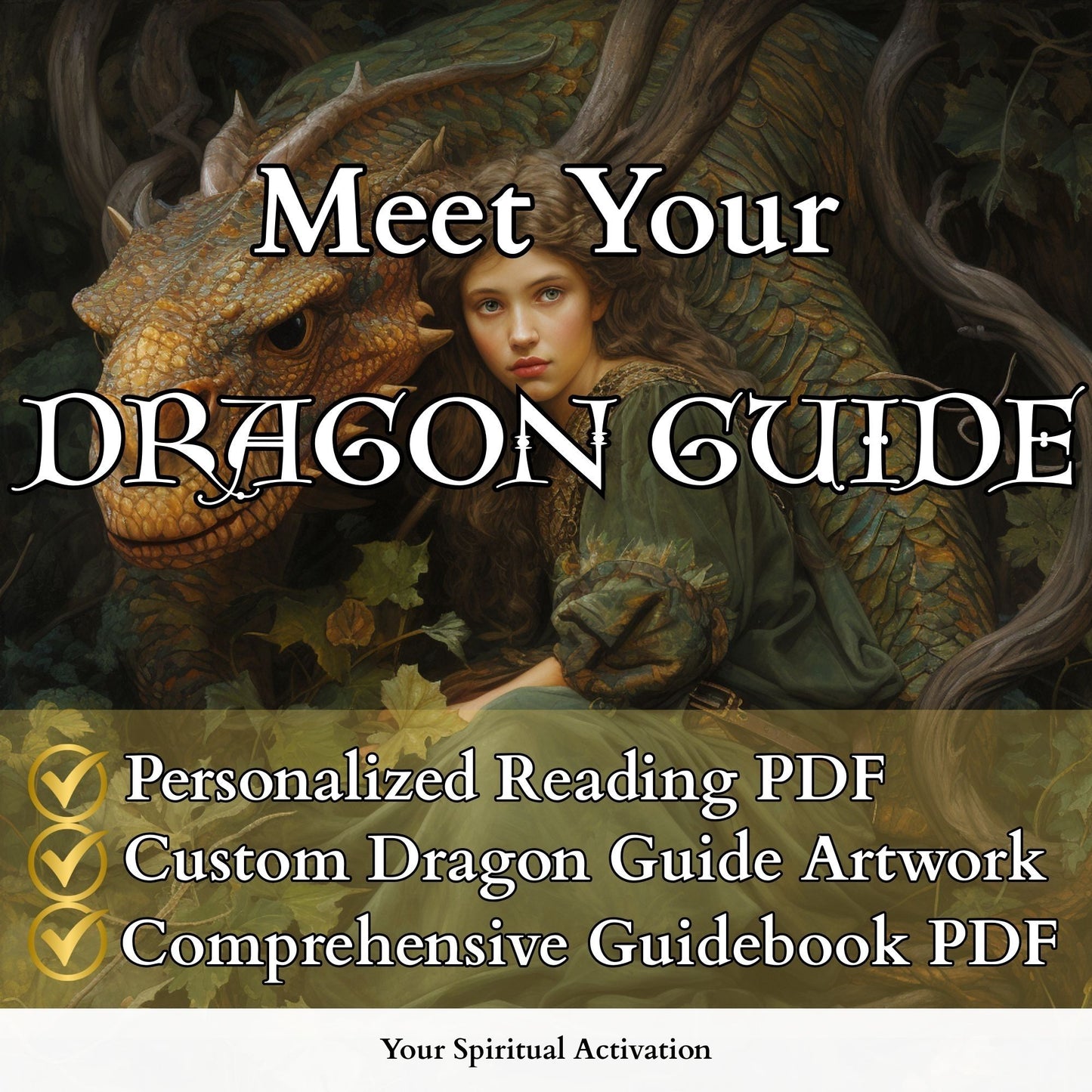 Meet Your Dragon Spirit Guide – Personalized spiritual psychic reading with intuitive dragon channeled, artwork, and downloadable PDF guidebook.