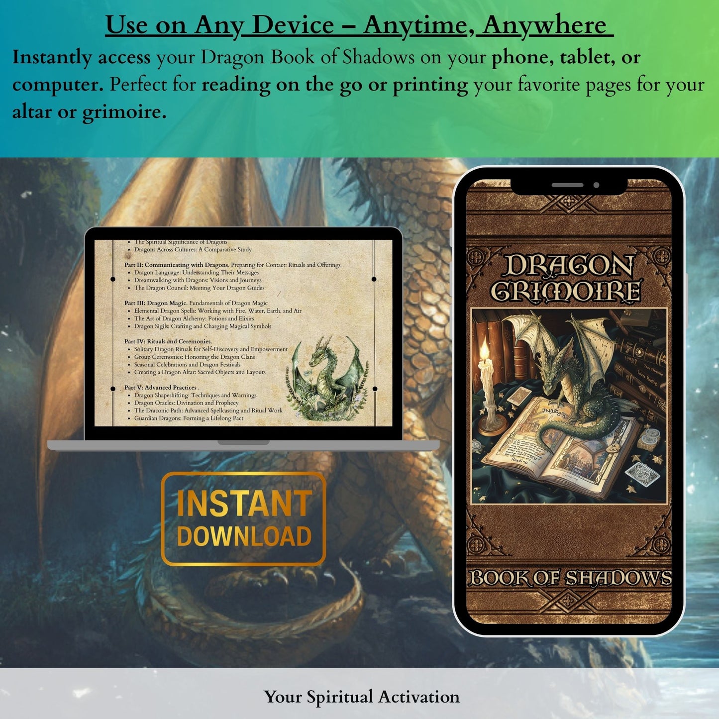 Dragon Witchcraft PDF Book with Ritual Templates and Magical Correspondences.