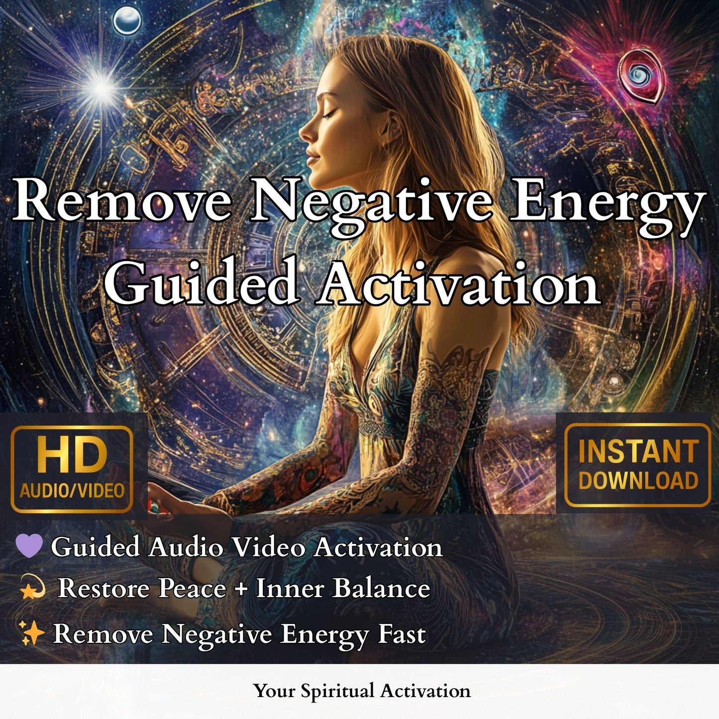 Remove Negative Energy Activation with Guided Meditation and 528Hz Frequency for Aura Cleansing.