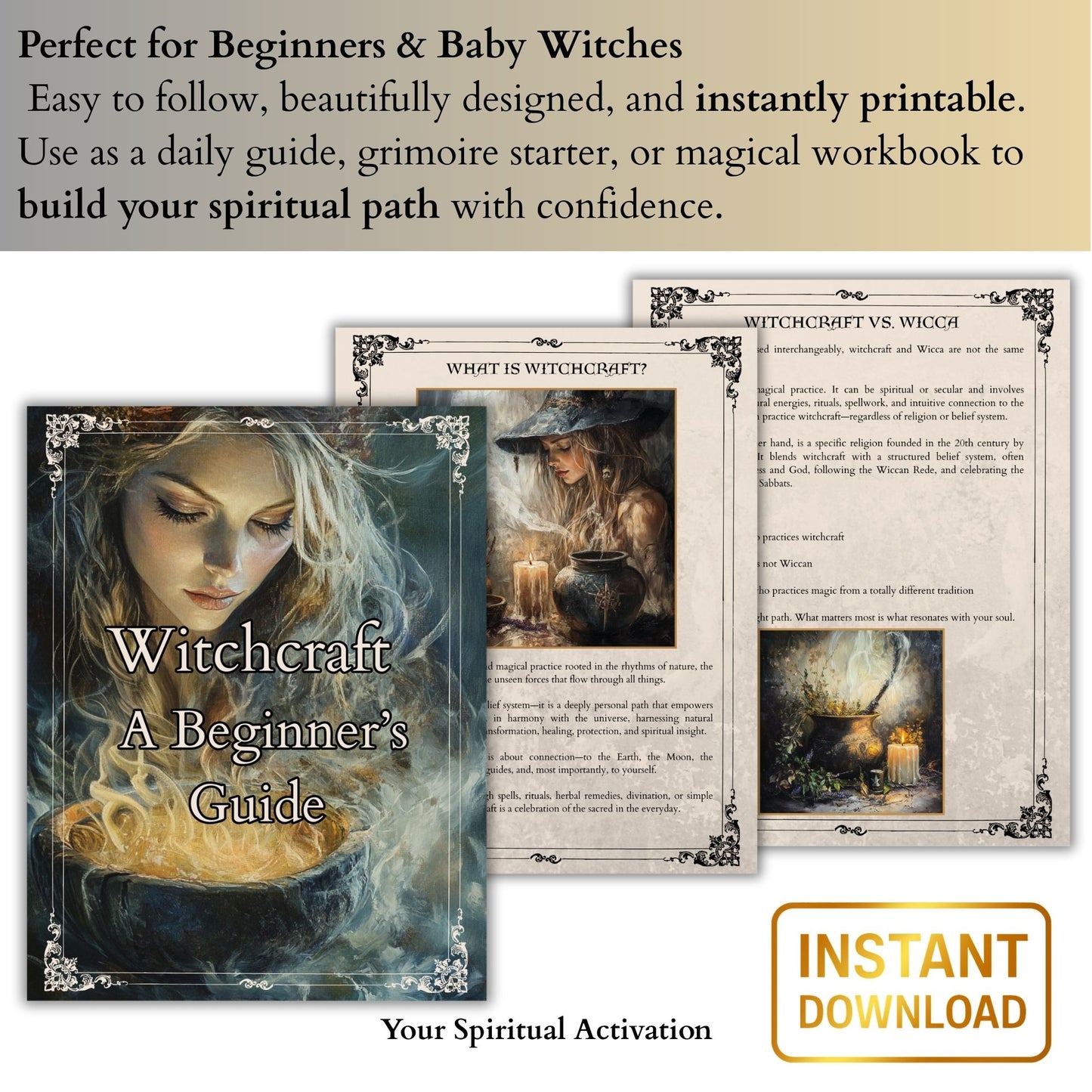 witchcraft for beginners book – perfect for building a personalized Book of Shadows with rituals, tools, and divination tips
