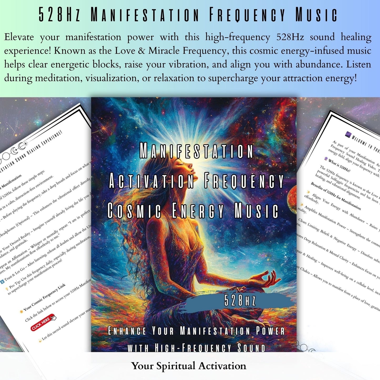 528Hz audio and visual journey for manifesting your goals, raising vibration, and aligning energy with the frequency of manifestation and abundance.