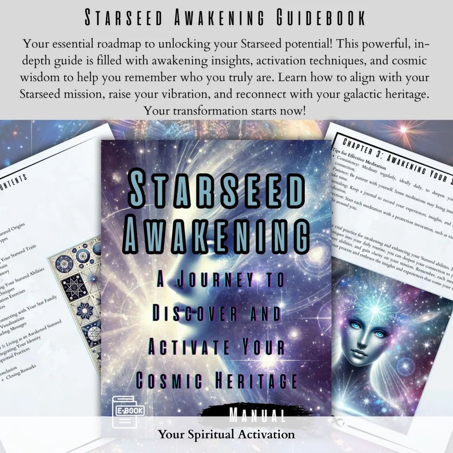 Discover your cosmic heritage in this intuitive starseed reading with channeled insight, symbolic artwork, and a powerful galactic activation manual.