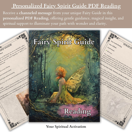 Beautifully presented Fairy Spirit Guide Psychic Reading . Includes channeled message, custom fairy artwork, and spiritual guidebook — a magical, intuitive reading experience.