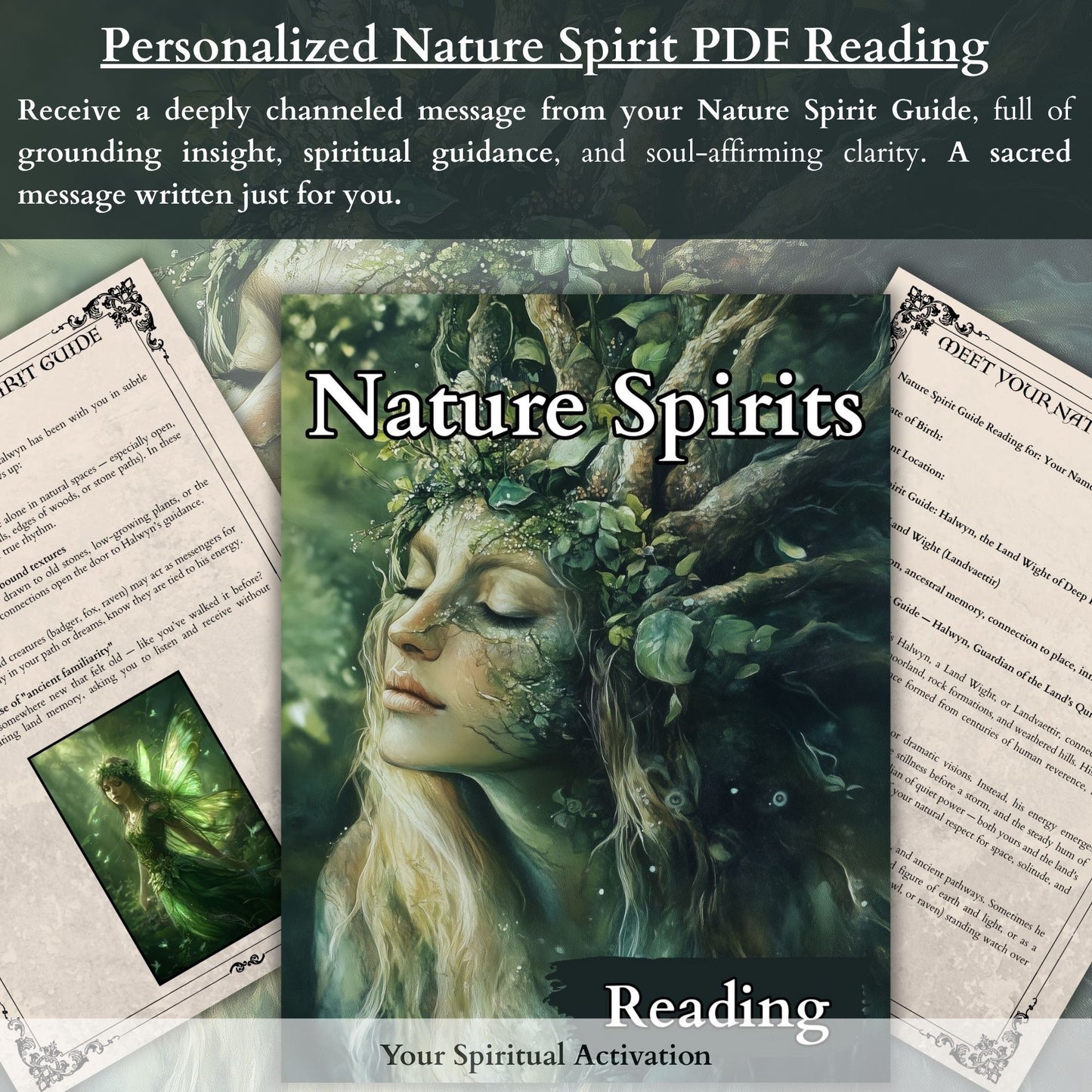 Personalized spiritual reading with nature-based spirit guide messages – A soul-aligned PDF reading offering insight, guidance, and healing through your unique connection to elemental and forest spirit energies.
